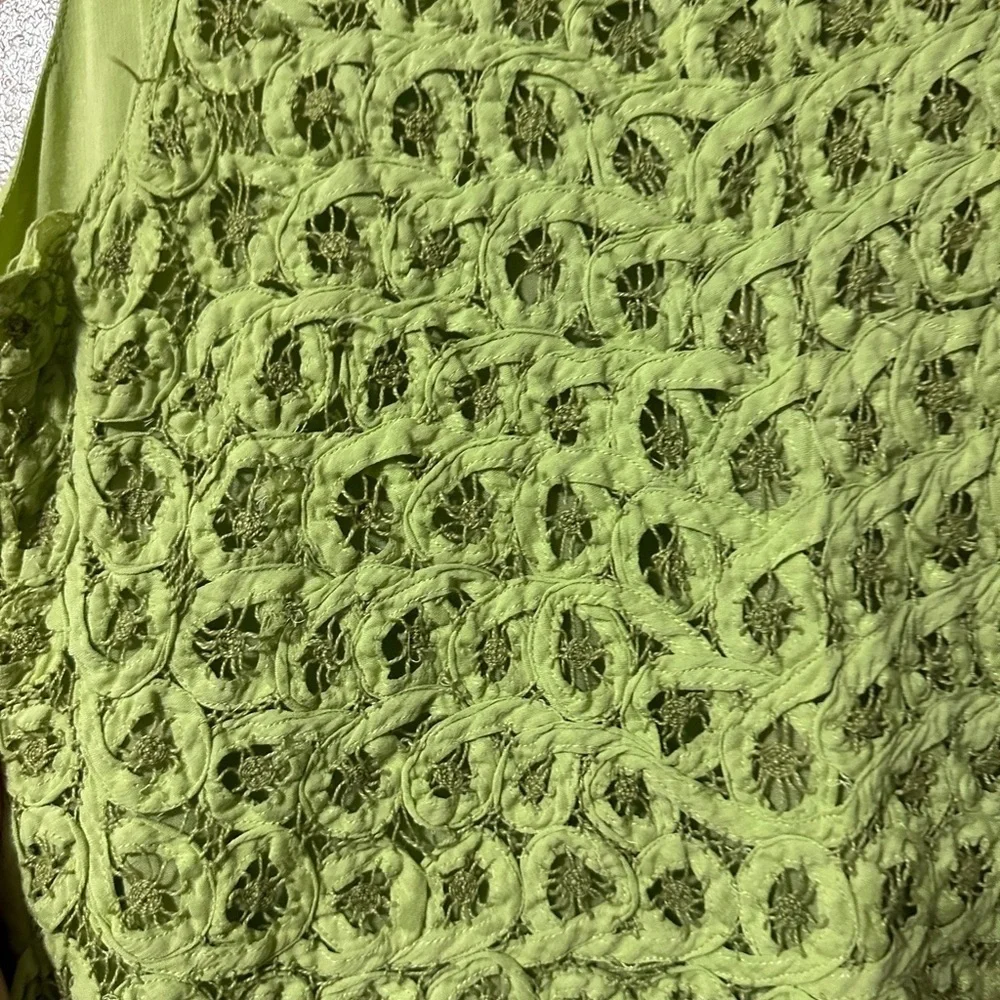Coldwater Creek Women’s Pastel Green Lace Bodice Midi Dress Flowy Petite Medium